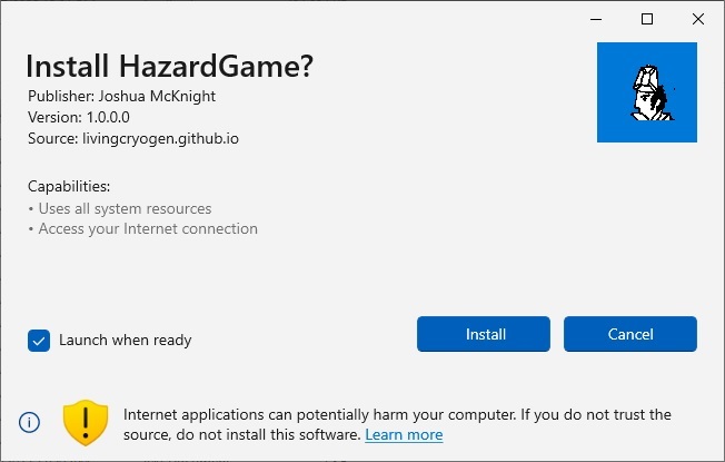 What the installation window should look like.